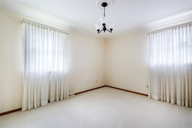 3215 Concord St, Neshannock Twp, PA 16105 - unfurnished room with a chandelier, carpet, and crown molding