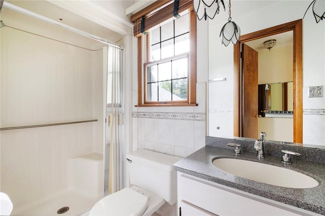 3215 Concord St, Neshannock Twp, PA 16105 - full bath featuring a shower stall, vanity, and tile walls