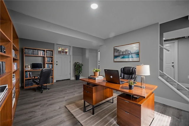240 Wallingford Dr, Ross Twp, PA 15237 - office with dark wood-style floors and recessed lighting