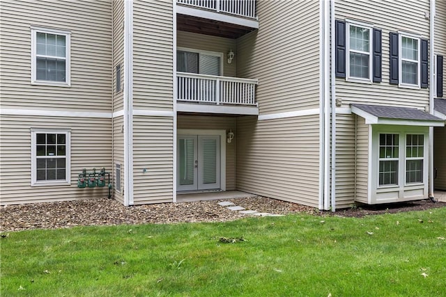 3011 Lenox Oval, Ross Twp, PA 15237 - back of house with a balcony, a lawn, and french doors