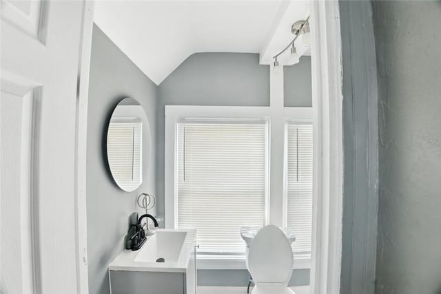 250 Paul St, Mt Washington, PA 15211 - bathroom featuring vaulted ceiling and vanity