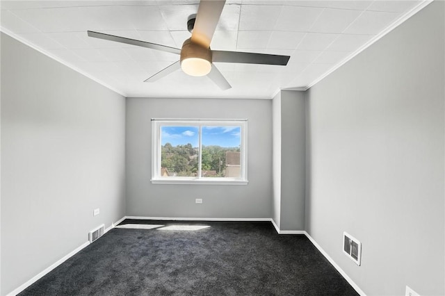 250 Paul St, Mt Washington, PA 15211 - spare room with ornamental molding, carpet flooring, and a ceiling fan