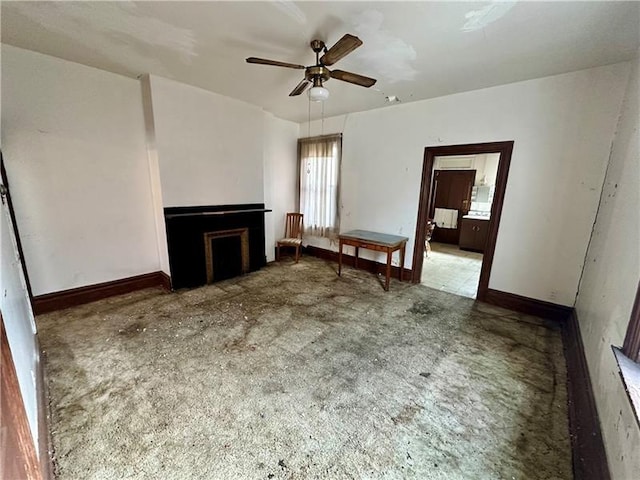 119 Van Braam St, Downtown Pgh, PA 15219 - living room featuring ceiling fan and a fireplace