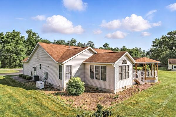3129 Saranac Dr, South Pymatuning Twp, PA 16150 - view of property exterior featuring a gazebo, a lawn, and crawl space