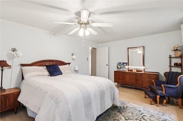 108 Colonial Dr, Leet Twp, PA 15143 - bedroom featuring light wood finished floors, ornamental molding, and a ceiling fan