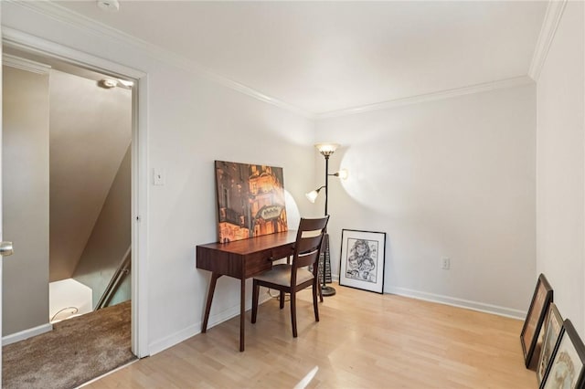 108 Colonial Dr, Leet Twp, PA 15143 - office area featuring wood finished floors and crown molding