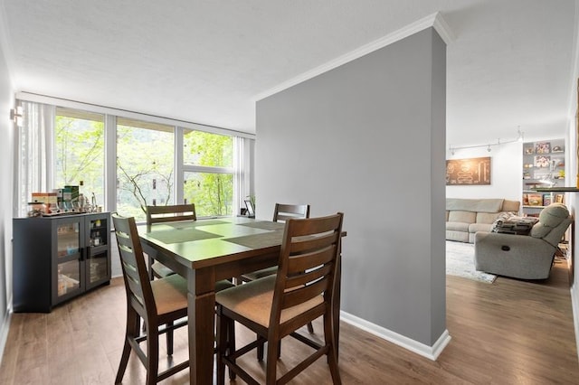552 N Neville St Unit 26, Oakland, PA 15213 - dining room with ornamental molding, light wood finished floors, and expansive windows