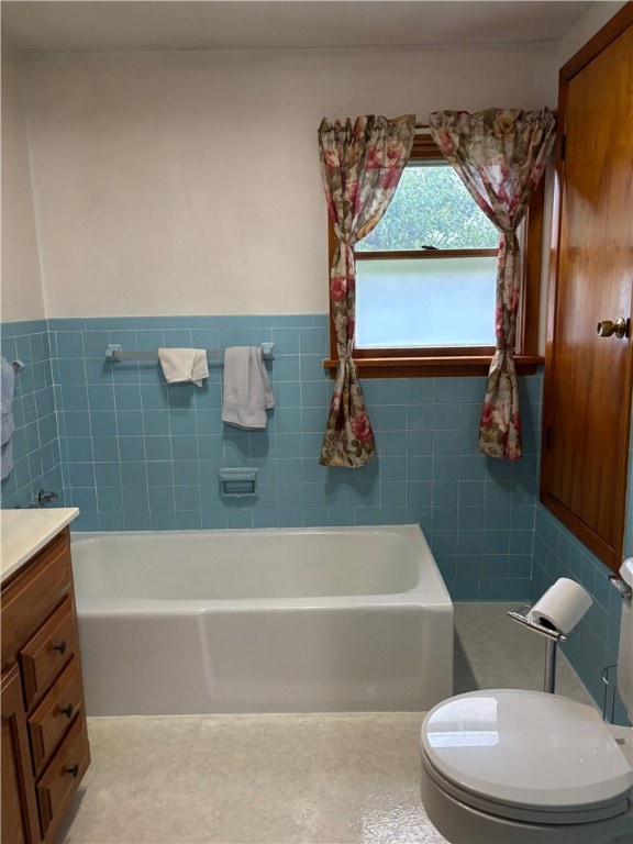 184 Chestnut St, Center Twp/Homer Cty, PA 15731 - bathroom featuring a bath, tile walls, vanity, and wainscoting