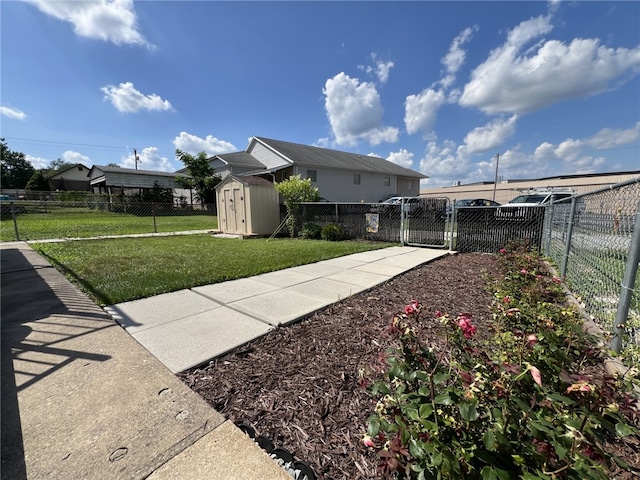 43 Barton Mill Rd, South Union Twp, PA 15401 - fenced yard featuring a shed, a gate, and driveway