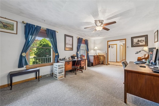 915 Jamell Dr, Unity Twp, PA 15601 - carpeted office with a ceiling fan and baseboards