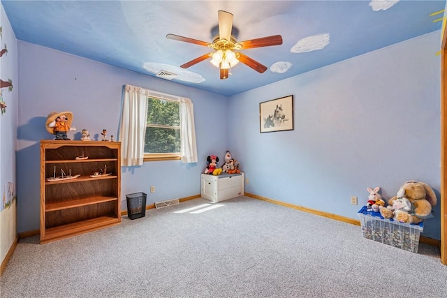 915 Jamell Dr, Unity Twp, PA 15601 - playroom featuring carpet floors and a ceiling fan