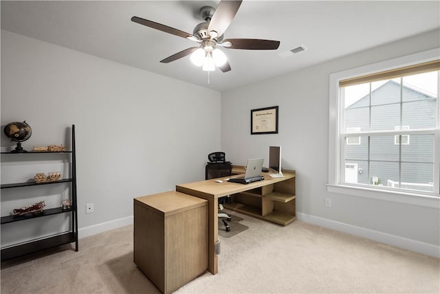 1761 Stevensan Dr, Franklin Park, PA 15143 - home office featuring light colored carpet and ceiling fan