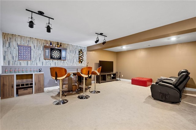 1761 Stevensan Dr, Franklin Park, PA 15143 - game room featuring carpet, track lighting, and a dry bar