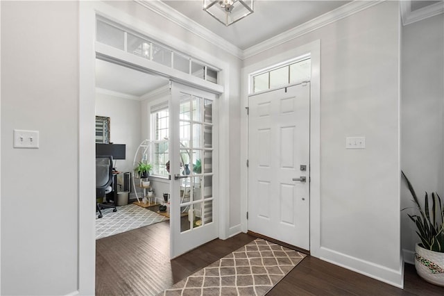 1761 Stevensan Dr, Franklin Park, PA 15143 - entrance foyer with dark wood finished floors and ornamental molding