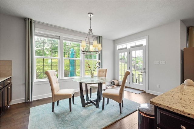 1761 Stevensan Dr, Franklin Park, PA 15143 - dining room featuring a chandelier and dark wood finished floors
