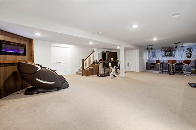 1761 Stevensan Dr, Franklin Park, PA 15143 - exercise area with a bar, carpet floors, and recessed lighting