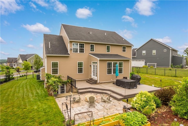 1761 Stevensan Dr, Franklin Park, PA 15143 - back of house with a fire pit, a patio area, a wooden deck, a fenced backyard, and entry steps