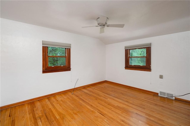 131 Windgate Dr, Marshall, PA 15090 - unfurnished room with light wood-style flooring, ceiling fan, and vaulted ceiling