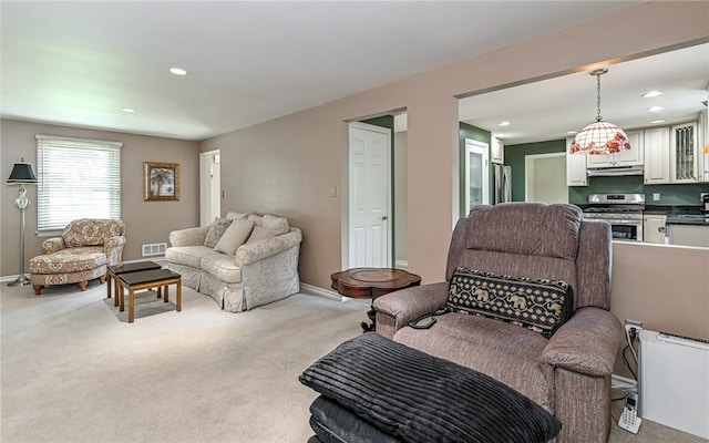 2276 Rochester Rd, Franklin Park, PA 15237 - living room featuring light carpet and recessed lighting