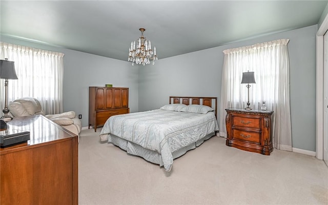 2276 Rochester Rd, Franklin Park, PA 15237 - carpeted bedroom featuring a chandelier and baseboards
