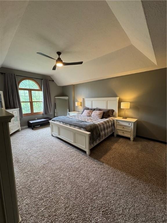 91 Celtic Ash Ct, Cranberry Twp, PA 16066 - bedroom featuring dark colored carpet, lofted ceiling, and a ceiling fan