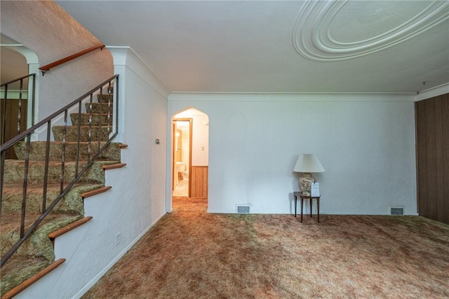 246 Maple Dr, Monroeville, PA 15146 - carpeted empty room featuring arched walkways and stairs
