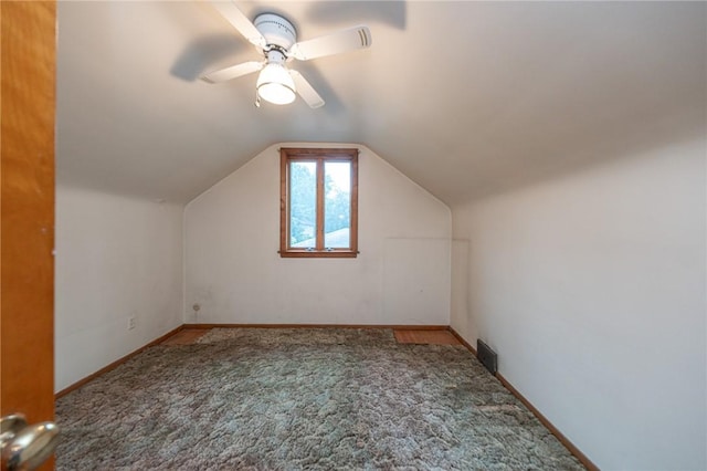 246 Maple Dr, Monroeville, PA 15146 - additional living space with carpet flooring, vaulted ceiling, and ceiling fan