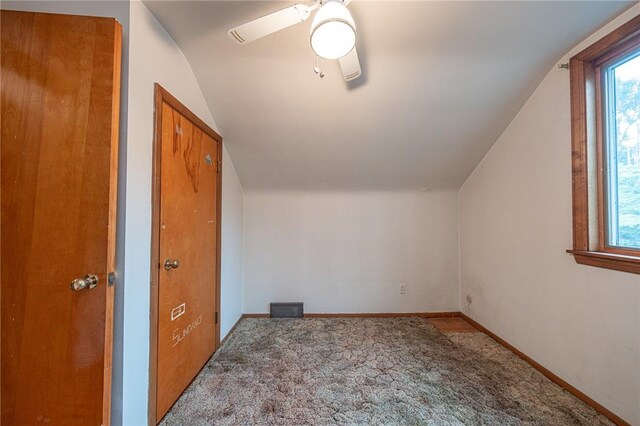 246 Maple Dr, Monroeville, PA 15146 - additional living space featuring carpet, lofted ceiling, and a ceiling fan
