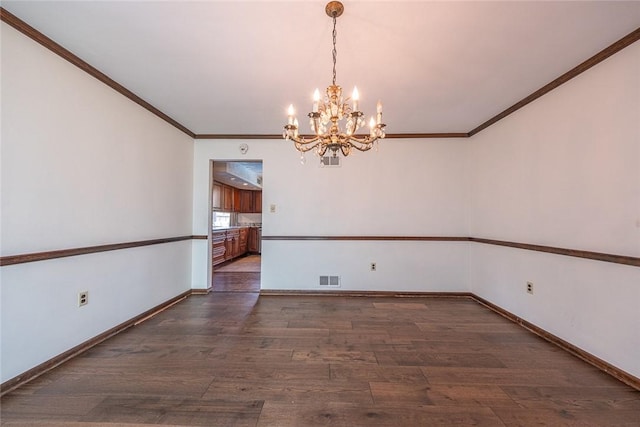 315 Pennsylvania Ave, Plum Boro, PA 15147 - unfurnished room featuring a chandelier, wood finished floors, and crown molding