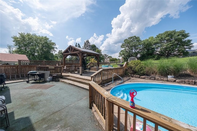 315 Pennsylvania Ave, Plum Boro, PA 15147 - view of swimming pool with a gazebo, a wooden deck, and a patio