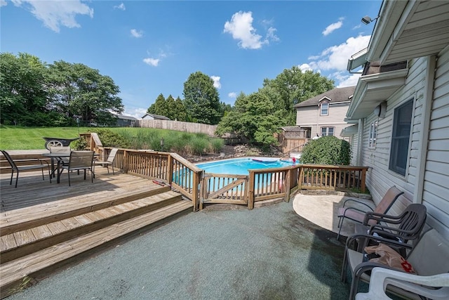 315 Pennsylvania Ave, Plum Boro, PA 15147 - view of pool with outdoor dining space, a wooden deck, and a fenced backyard
