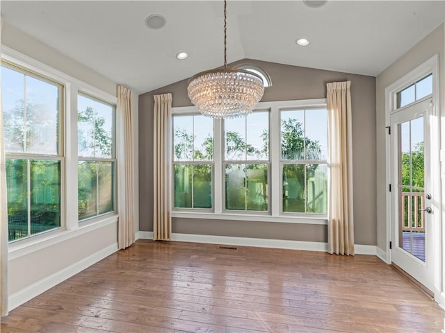 4402 Walnut Ridge Cir, South Fayette, PA 15057 - unfurnished sunroom with a chandelier and lofted ceiling