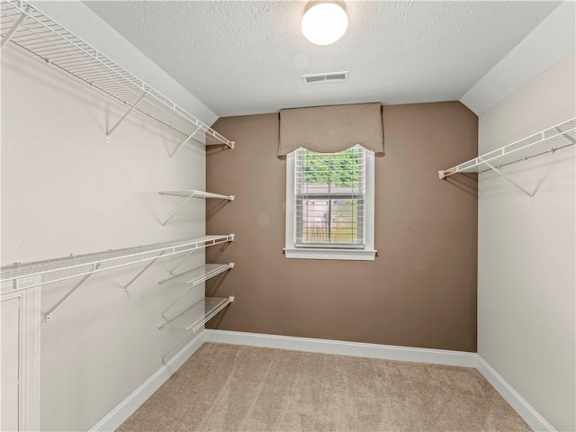 4402 Walnut Ridge Cir, South Fayette, PA 15057 - walk in closet featuring light carpet and lofted ceiling