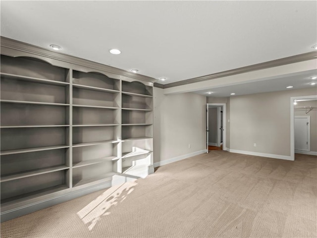 4402 Walnut Ridge Cir, South Fayette, PA 15057 - below grade area featuring carpet floors, recessed lighting, and ornamental molding