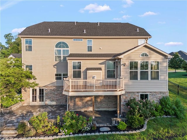 4402 Walnut Ridge Cir, South Fayette, PA 15057 - back of property featuring a patio and a wooden deck