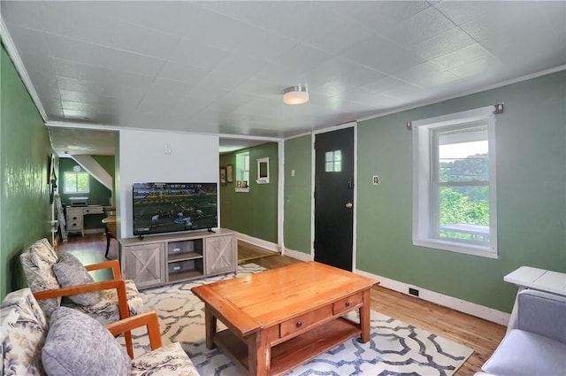 866 Connolly Ave, South Park, PA 15236 - living room featuring light wood-style flooring and ornamental molding