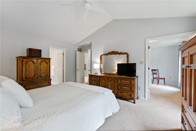 327 Indian Ridge Dr, Moon/Crescent Twp, PA 15108 - bedroom with vaulted ceiling, light colored carpet, and a ceiling fan
