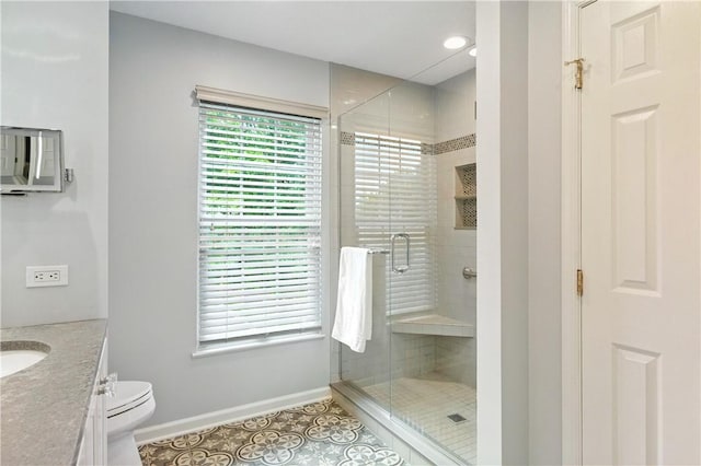 327 Indian Ridge Dr, Moon/Crescent Twp, PA 15108 - full bath with vanity, a shower stall, and tile patterned flooring