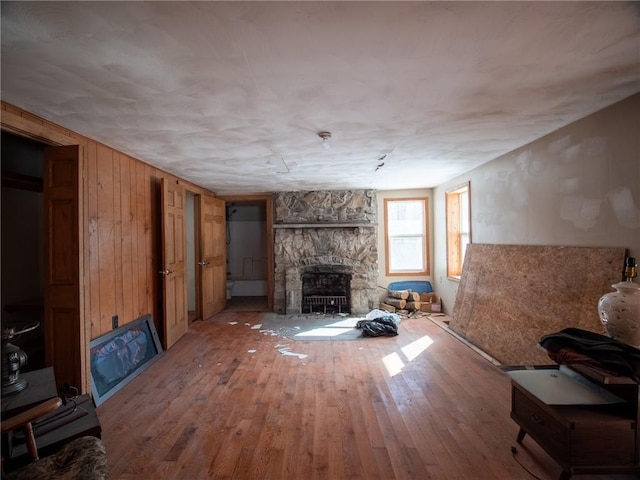 1276 Glades Pike, Somerset, PA 15501 - living area featuring hardwood / wood-style floors and a stone fireplace