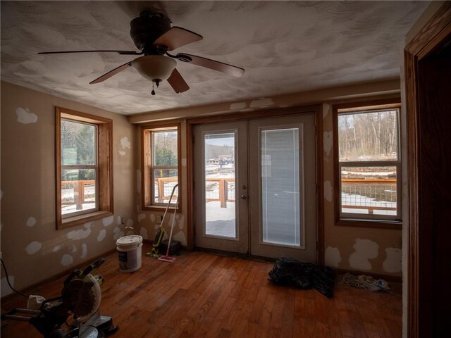 1276 Glades Pike, Somerset, PA 15501 - doorway with french doors, hardwood / wood-style flooring, and ceiling fan