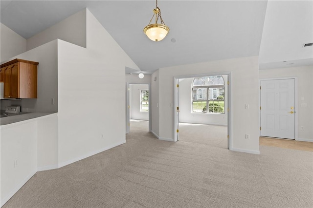 1901 Golf Course Dr, South Strabane, PA 15301 - unfurnished living room with high vaulted ceiling and light carpet