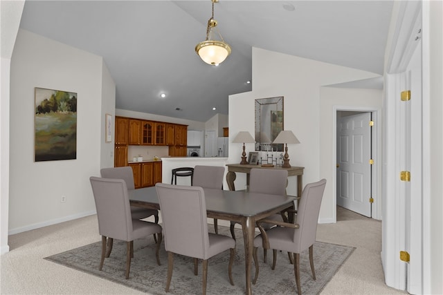 1901 Golf Course Dr, South Strabane, PA 15301 - dining space featuring light colored carpet and high vaulted ceiling