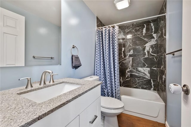 637 Bigelow St, Greenfield, PA 15207 - bathroom featuring vanity, shower / bath combo with shower curtain, and wood finished floors