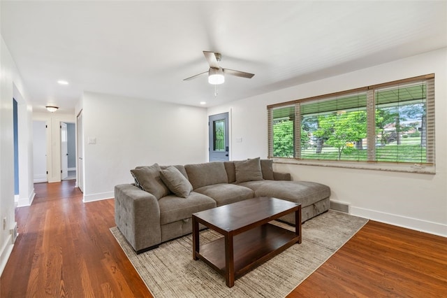300 Jacks Run Rd, Ross Twp, PA 15202 - living area with ceiling fan, wood finished floors, and recessed lighting