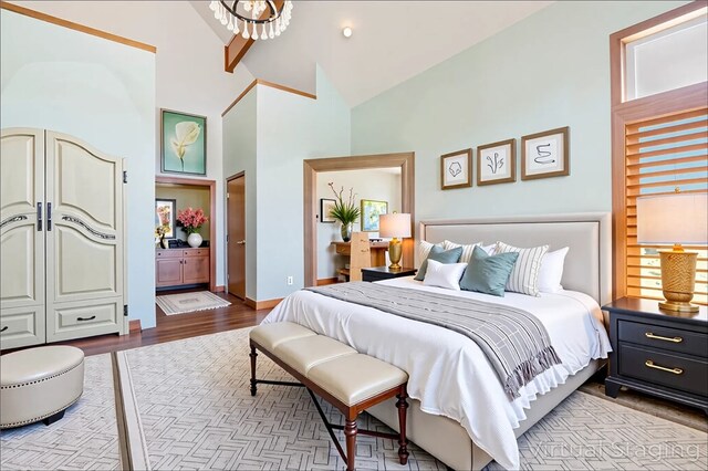 204 S Links Ave, Twp Of But Nw, PA 16001 - bedroom featuring high vaulted ceiling and wood finished floors