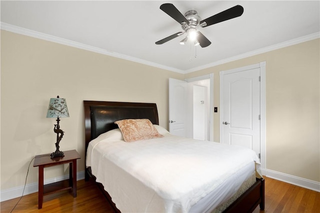708 Washington St, Bentleyville, PA 15314 - bedroom with crown molding, wood finished floors, and ceiling fan