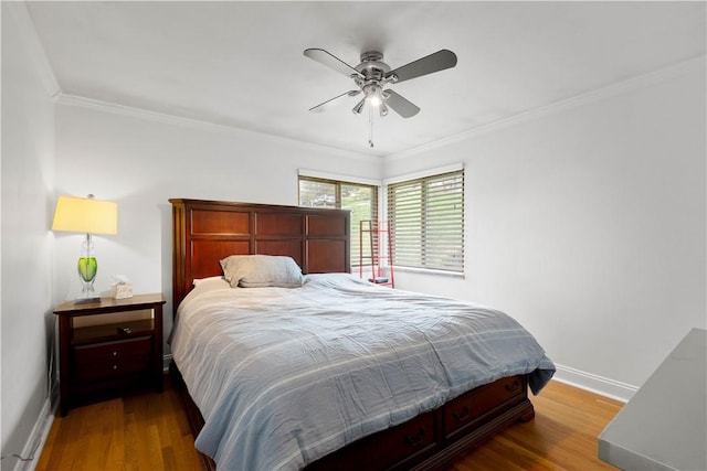 708 Washington St, Bentleyville, PA 15314 - bedroom featuring crown molding, wood finished floors, and ceiling fan