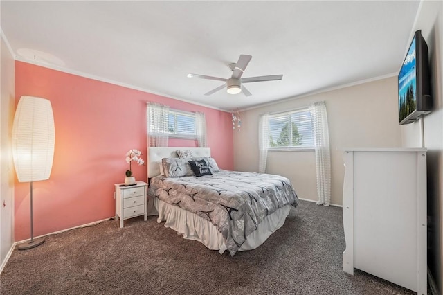 249 Laurie Dr, Penn Hills, PA 15235 - bedroom featuring carpet, crown molding, and a ceiling fan