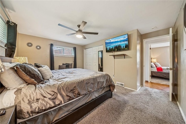 249 Laurie Dr, Penn Hills, PA 15235 - bedroom with a closet, carpet floors, and a ceiling fan