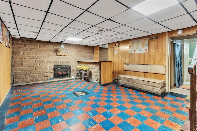 200 Champa St, Penn Hills, PA 15235 - finished basement featuring wood walls and a drop ceiling